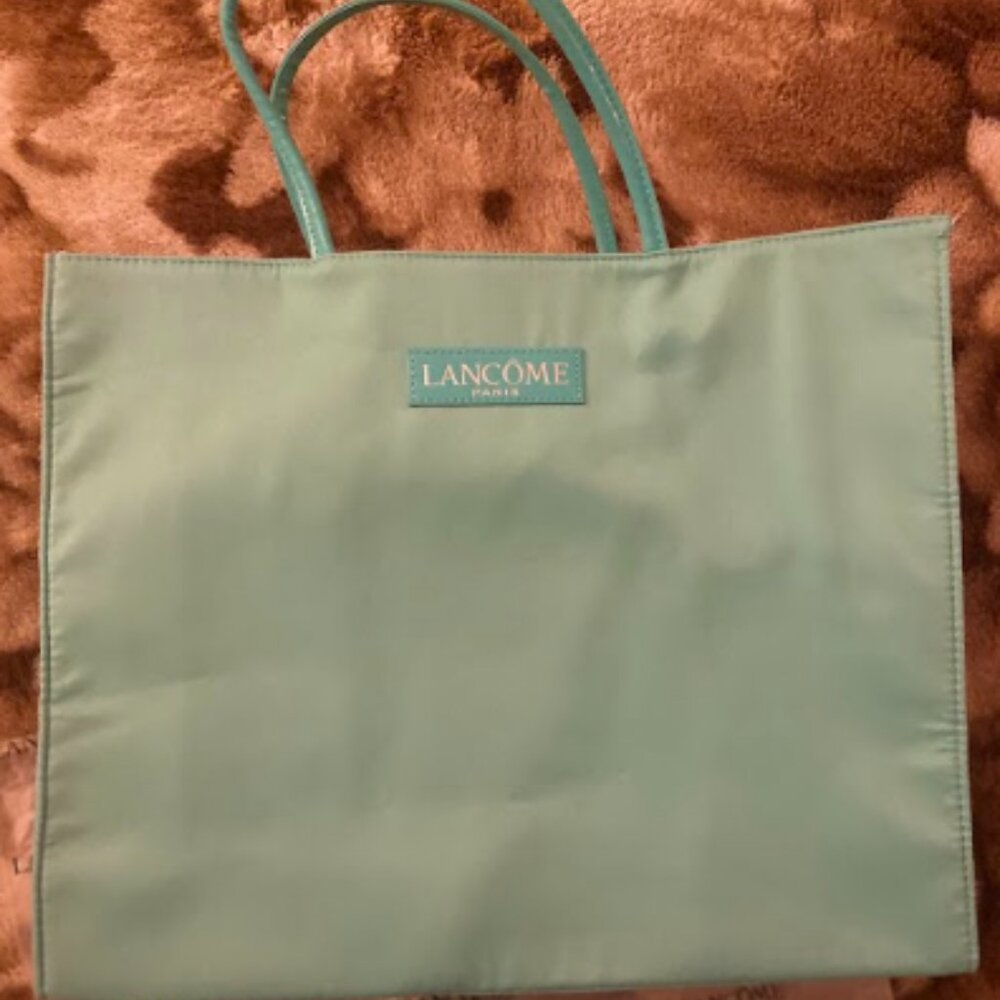 Lancome Paris Fabric Tote Bag Medium Turquoise Brand New